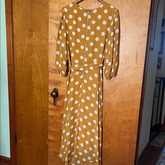 Danny & Nicole Mustard Polka Dot Midi Dress - Picture 4 of 5